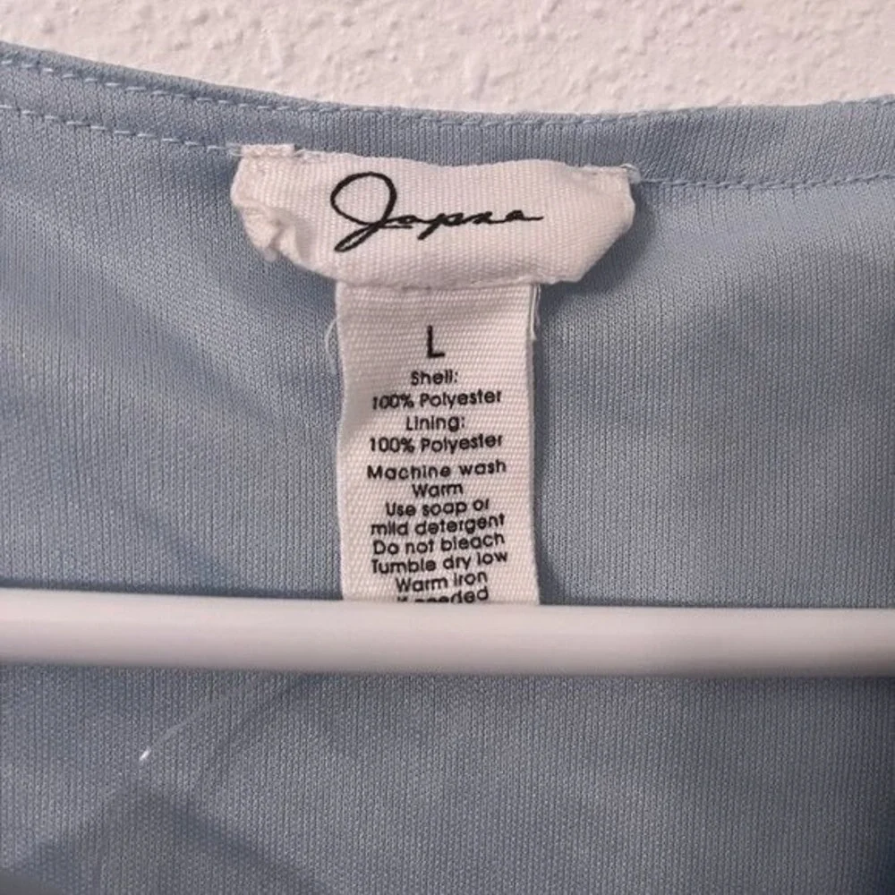 Japna Long Sleeve Sheer V-neck Lace Detailing Tie Light Blue NEW Size Large - Picture 5 of 6